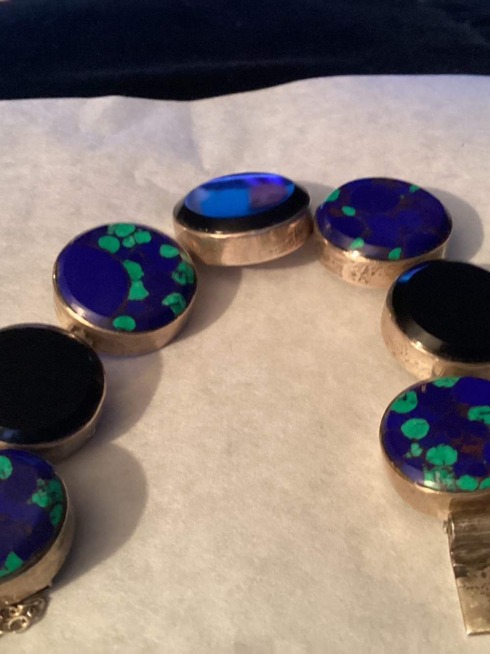 Vintage Silver Taxco  bracelet INCREDIBLE DESIGN. 💙🖤💙🖤💙🖤 AZURITE